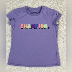 Champion Purple Short Sleeve Tee Vibrant Graphic